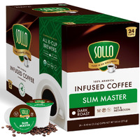 Sollo Slim Organic Coffee Pods, Diet Support, Weight Loss With Garcinia, Green Coffee Bean, Bold Dark Roast, Single Serve Pod, Compatible With Keurig K-Cup Brewers, 24 Ct