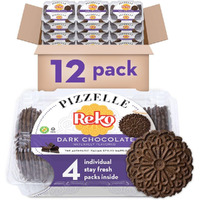 Reko Pizzelle Authentic Italian Style Waffle Cookie, Chocolate, 7 Ounce (Pack Of 12)