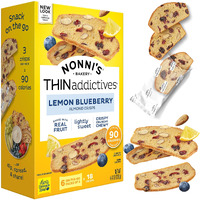 Nonni's Thinaddictives Almond Thin Cookies - Lemon Blueberry Biscotti Italian Cookie Thin - Almond Cookie - Sweet Crunchy & Chewy - Biscotti Individually Wrapped Cookie - Kosher Coffee Cookie - 4.4 Oz