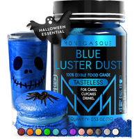 Mon  Gasque Blue Luster Dust Edible Glitter For Cocktails 15G - Premium Blue Edible Glitter - Halloween Cake Decorations - Edible Blue Glitter - Edible Glitter For Drinks - Edible Glitter For Cakes