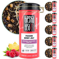 Tiesta Tea - Passion Berry Jolt, Raspberry Passion Fruit Black Tea, Loose Leaf, Up To 50 Cups, Make Hot Or Iced, Caffeinated, 4 Ounce Refillable Tin, Pack Of 6