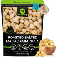 Nut Cravings - Roasted & Salted Macadamia Nuts - No Shell, Whole (80Oz - 5 Lb) Bulk Nuts Packed Fresh In Resealable Bag - Healthy Protein Food Snack, All Natural, Keto Friendly, Vegan, Kosher