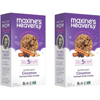 Maxine's Heavenly Cinnamon Oatmeal Raisin Cookies | Gluten Free, Made With Oats, Sweetened With Coconut Sugar & Dates | Tasty Low Sugar Vegan Dessert | 7.2 Ounces Each (2 Pack)