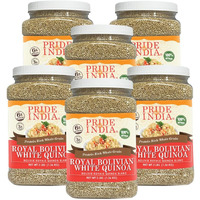 Pride Of India - Pack Of 6 - Natural White Royal Quinoa - Superior Grade Whole Grain, 3 Lbs Jar