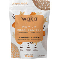 Waka Instant Coffee, Butterscotch Vanilla Flavored - 100% Arabica Beans, Freeze Dried Granules, No Additives - Bulk Bag For Quick Hot And Iced Coffees, Up To 35 Cups (3.5Oz)