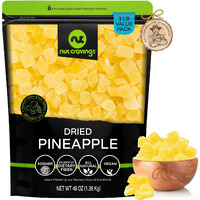 Nut Cravings Dry Fruits - Sun Dried Pineapple Chunks, With Sugar Added (48Oz - 3 Lb) Packed Fresh In Resealable Bag - Sweet Snack, Healthy Food, All Natural, Vegan, Kosher Certified
