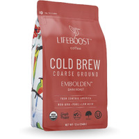 Lifeboost Dark Cold Brew Coffee - Low Acid Coarse Ground Coffee For Cold Brew - Single Origin Non-Gmo Usda Organic Cold Brew Coffee Grounds - 3Rd Party Tested For Mycotoxins & Pesticides - 12 Ounces