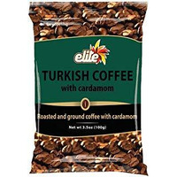 Elite Turkish Coffee With Cardamom Roasted And Ground 3.5 Oz. Pk Of 6.