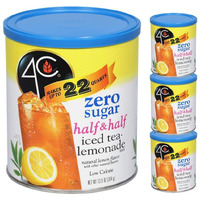 4C Light Powdered Drink Mix Cannisters, Zero Sugar Half & Half 3 Pack, 22 Quarts, Family Sized Cannister, Low Calorie, Thirst Quenching Flavors