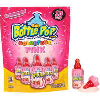 Baby Bottle Pop Colorfest Individually Wrapped Halloween Bulk Candy - Pink Strawberry Party Pack, 10 Fun Candy Lollipops W/ Powdered Sugar Dip - For Halloween Parties, Trick Or Treaters & Party Favors