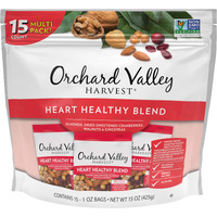 Orchard Valley Harvest Heart Healthy Blend, 1 Ounce Bags (Pack Of 15), Almonds, Cranberries, Walnuts, And Chickpeas, Gluten Free, Non-Gmo, No Artificial Ingredients
