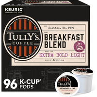 Tully's Coffee Breakfast Blend Keurig Single-Serve K-Cup Pods, Light Roast Coffee, 96 Count (4 Packs Of 24)
