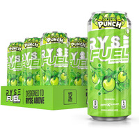 Ryse Fuel Sugar Free Energy Drink | Vegan Friendly, Gluten Free | No Fillers & No Artificial Colors | Low Calorie | 200Mg Natural Caffeine | 12 Pack (Sour Punch Green Apple)