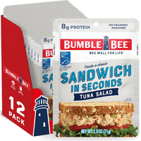 Bumble Bee Sandwich In Seconds Tuna Salad, 2.5 Oz Pouches (Pack Of 12) - Ready To Eat - Wild Caught Tuna Packet - 8G Protein Per Serving - Gluten Free