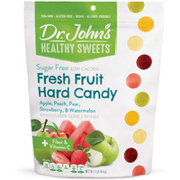 Dr. Johns Sugar Free Candy, Healthy Hard Candy With Zero Sugar, Low Calorie Snacks, Keto Friendly, Vegan, Gluten Free, Fresh Fruit Flavors, 100 Count, 1 Lb