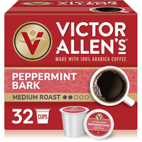 Victor Allen's Coffee Peppermint Bark Flavored, Medium Roast, 32 Count, Single Serve Coffee Pods For Keurig K-Cup Brewers