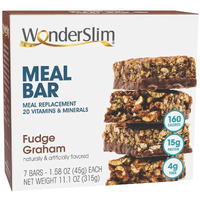 Wonderslim Meal Replacement Protein Bar, Fudge Graham, 15G Protein, 20 Vitamins & Minerals (7Ct)