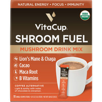 Vitacup Shroom Fuel, Mushroom Based Instant Coffee Alternative Packets, Mushroom Coffee Substitute W/Cacao, Cinnamon, Chaga, Lions Mane, & Maca For Energy, Immune Support, & Focus, 10 Ct