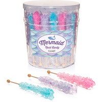 Candy Envy - Mermaid Rock Candy Sugar Sticks - 36 Indiv. Wrapped - Pink, Light Blue, Lavender