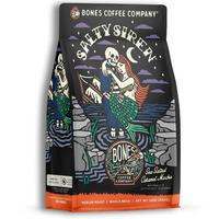 Bones Coffee Company Salty Siren Whole Coffee Beans Caramel Chocolate Flavor, Low Acid Flavored Coffee, Made With Arabica Coffee Beans, Medium Roast Gourmet Coffee, Coffee Lover Gift Ideas (12 Oz)