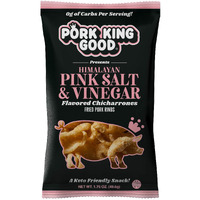 Pork King Good Himalayan Pink Salt & Vinegar Pork Rinds (Chicharrones) (4 Pack) Keto Friendly Snack