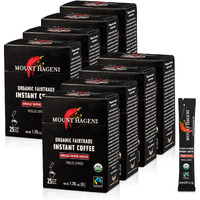 Mount Hagen 25 Count Single Serve Instant Coffee Packets - 8 Pack | Organic Medium Roast Arabica Beans | Eco-Friendly, Fair-Trade [8 X 25 Sticks/1.76Oz/50G]