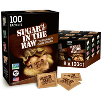Sugar In The Raw Turbinado Cane Sugar Packets, 100 Ct Box, 8 Pack, Pure, All-Natural Turbinado Sugar, Non-Gmo Project Verified, Kosher, Vegan And Gluten Free