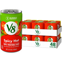 V8 Spicy Hot 100% Vegetable Juice, 5.5 Fl Oz Can (6 Packs Of 8 Cans)