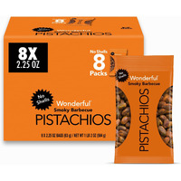 Wonderful Pistachios No Shells, Smoky Barbeque Nuts, 2.25 Ounce Bag (Pack Of 8), Protein Snacks, Healthy Snack, Travel Snacks