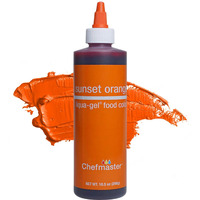 Chefmaster Sunset Orange Liqua-Gel Food Coloring | Vibrant Color | Professional-Grade Dye For Icing, Frosting, Fondant | Baking & Decorating | Fade-Resistant | Easy-To-Use | Made In Usa | 10.5 Oz