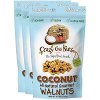 Crazy Go Nuts Walnuts - Coconut, 4.5 Oz (3-Pack) - Healthy Snacks, Vegan, Gluten Free, Superfood - Natural, Non-Gmo, Ala, Omega 3 Fatty Acids, Good Fats, And Antioxidants