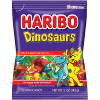 Haribo Gummi Candy, Dinosaurs, 5 Oz. Bag (Pack Of 12)