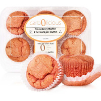 Low Carb Strawberry Muffins [6-Pack] By Carb-O-Licious- Delicious Keto Muffins With Only 3 Net Carbs Each- Sugar Free Healthy Snack With Almond Flour- Best Tasting Low-Carb Diet Treat Ever!