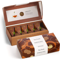 Tea Forte Pumpkin Spice Organic Black Tea Petite Presentation Box Tea Samplers, 10 Handcrafted Pyramid Tea Infusers