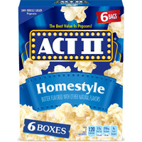 Act Ii Homestyle Microwave Popcorn, 2.75 Oz. 6-Count (Pack Of 6)