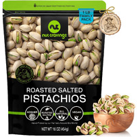 Nut Cravings - Freshly Roasted & Salted California Pistachios (16Oz - 1 Lb) Packed Fresh In Resealable Bag - Nut Snack - Healthy Protein Food, All Natural, Keto Friendly, Vegan, Kosher