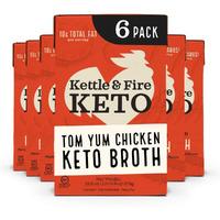 Tom Yum Chicken Keto Bone Broth, Chicken By Kettle And Fire, Keto Diet, Paleo Friendly, Gluten Free, With Collagen, 4G Net Carbs, 6G Of Protein (Pack Of 6)