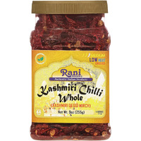 Rani Kashmiri Chilli Whole Stemless (Deggi Mirch, Low Heat) 9Oz (255G) Pet Jar ~ Natural | Salt-Free | Vegan | No Colors | Gluten Friendly | Non-Gmo | Kosher | Indian Origin