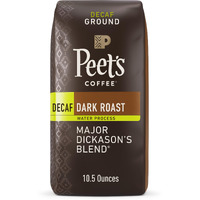 Peet's Coffee, Dark Roast Decaffeinated Ground Coffee - Decaf Major Dickason's Blend 10.5 Ounce Bag