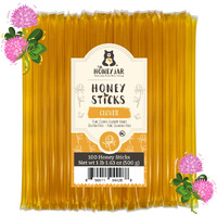 The Honey Jar Plain Honey Sticks - Pure Honey Straws For Tea, Coffee, Or A Healthy Treat - One Teaspoon Of Flavored Honey Per Stick - Made In The Usa With Real Honey - (100 Count)