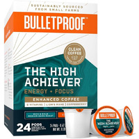 Bulletproof The High Achiever Single-Serve Pods, 24 Count, Medium-Dark Roast Enhanced Coffee With Lion's Mane Mushroom, B Vitamins, And Adaptogens For Energy And Focus