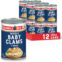 Bumble Bee Whole Baby Canned Clams, 10 Oz Can (Pack Of 12) - Ready To Eat - 13G Protein Per Serving - Gluten Free