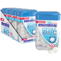 Mentos Always White Peppermint Sugar Free Gum With Xylitol Sweetener, 100 Count Bottle, 4 Bottles