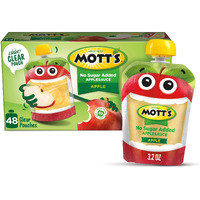 Mott's No Sugar Added Applesauce, 3.2 Oz Clear Pouches, 48 Count (4 Packs Of 12), Good Source Of Vitamin C, No Artificial Flavors