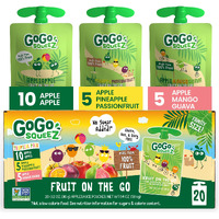 Gogo Squeez Fruit On The Go Variety Pack, Apple, Mango Guava & Pineapple Passionfruit, 3.2 Oz (Pack Of 20), Unsweetened Snacks For Kids, No Gluten, Nut Dairy, Recloseable Cap, Bpa Free Pouches