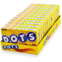 Dots Individually Wrapped Candy - Original Gummy Candy Flavors - Cherry, Lime, Orange, Lemon, Strawberry - Gluten Free, Kosher & Peanut Free Gumdrops - Bulk 12Ct, 6.5Oz Dots Candy Boxes