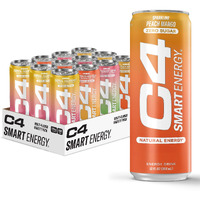 C4 Smart Energy Drinks Variety Pack, Sugar Free Performance Fuel & Nootropic Brain Booster, Coffee Substitute Or Alternative, 4 Flavor Tropical Oasis Variety 12 Pack