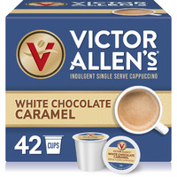 Victor Allen's Coffee White Chocolate Caramel Flavored Cappuccino, 42 Count, Single Serve Cups For Keurig K-Cup Brewers