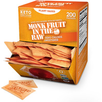 Monk Fruit In The Raw Sweetener Packets, 200 Ct, Keto Certified Monk Fruit Sweetener Packets, Zero Calories, Zero Net Carbs, Non-Gmo Project Verified, Vega, Low Glycemic Index