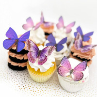 Sugar Robot Inc. Edible Butterflies Large Size Premium Crafted Made In The Usa Cake And Cupcake Toppers, Decoration (Purple)